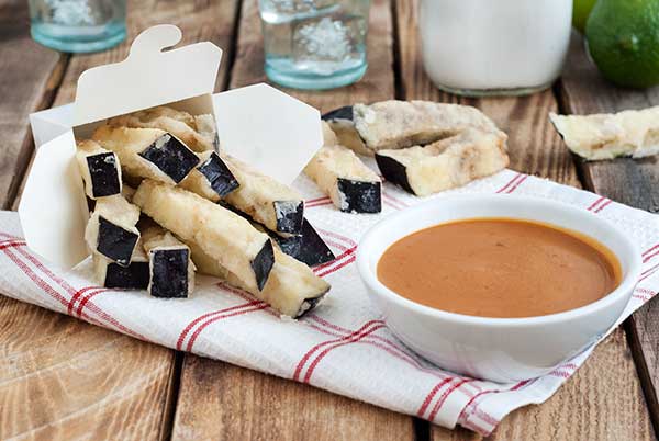 Gluten Free Eggplant Fries with Spicy Thai Dipping Sauce