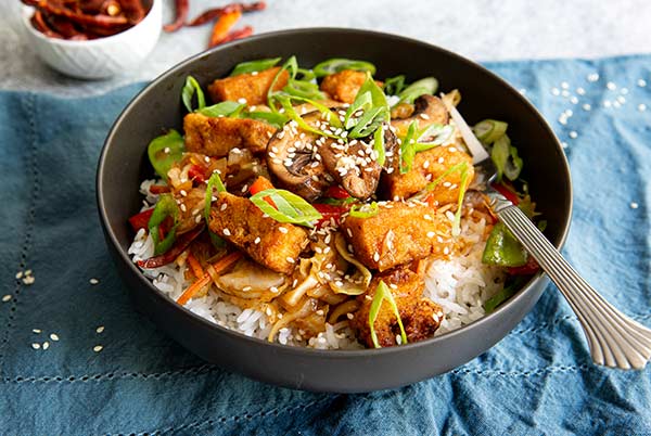 Szechuan Crispy Tofu and Vegetable Stir Fry