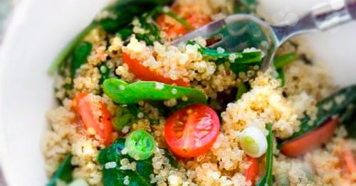 Quinoa Salad with Baby Spinach and Grape Tomatoes