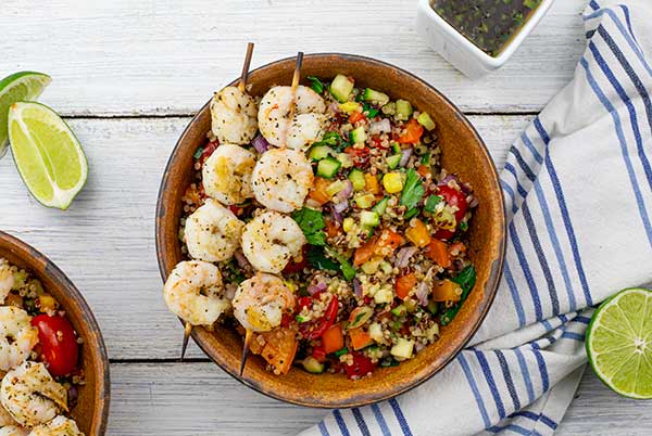 Vietnamese Quinoa Salad with Grilled Shrimp