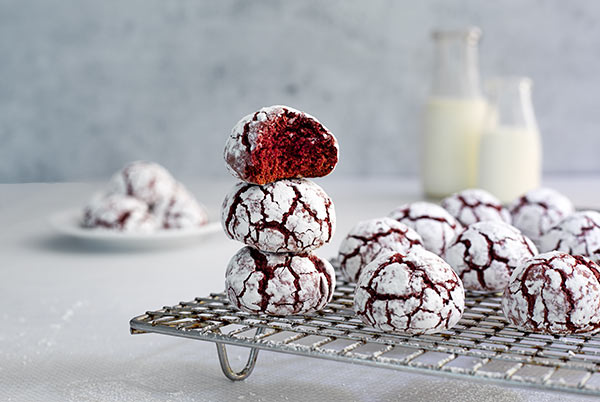 Gluten-Free Red Velvet Crinkle Cookies